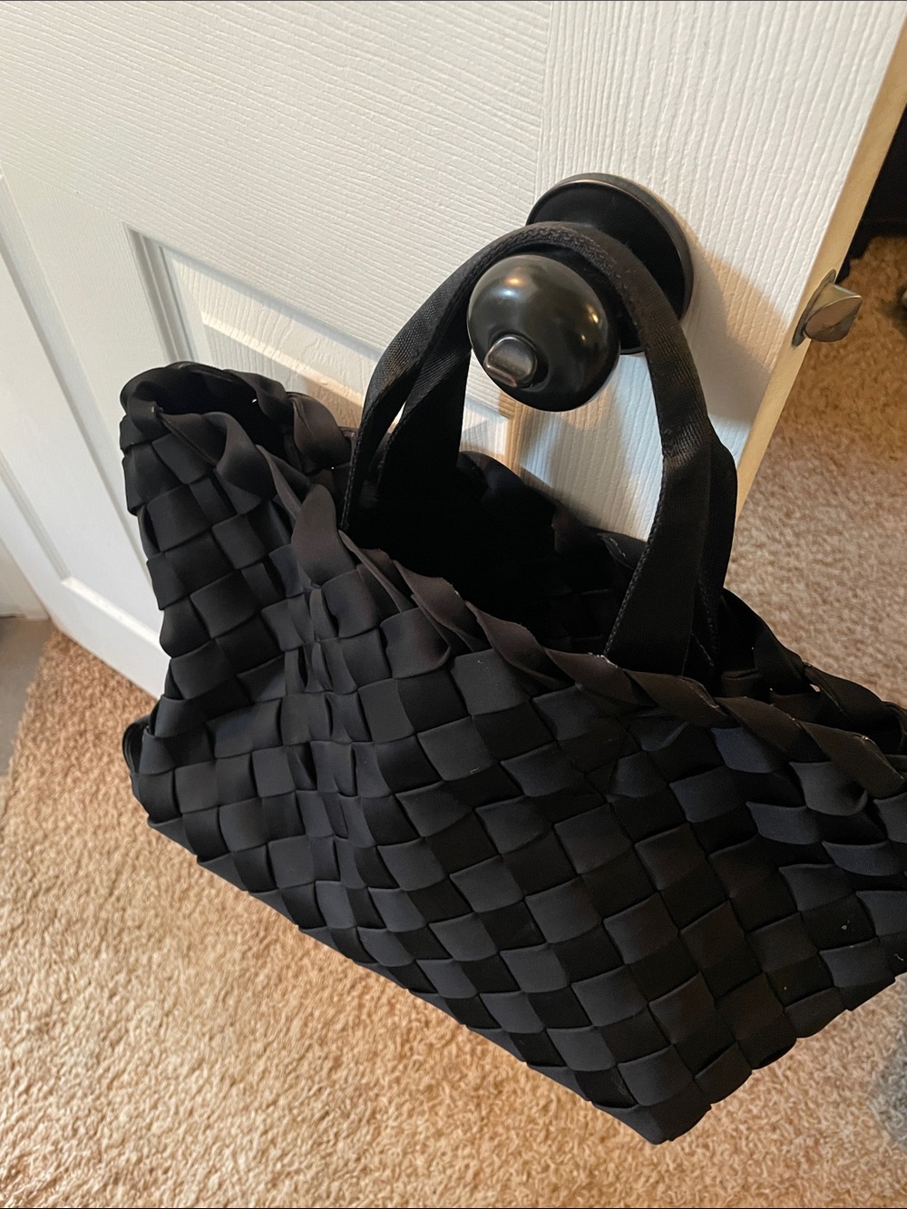 Naghedi Black Woven Tote Bag